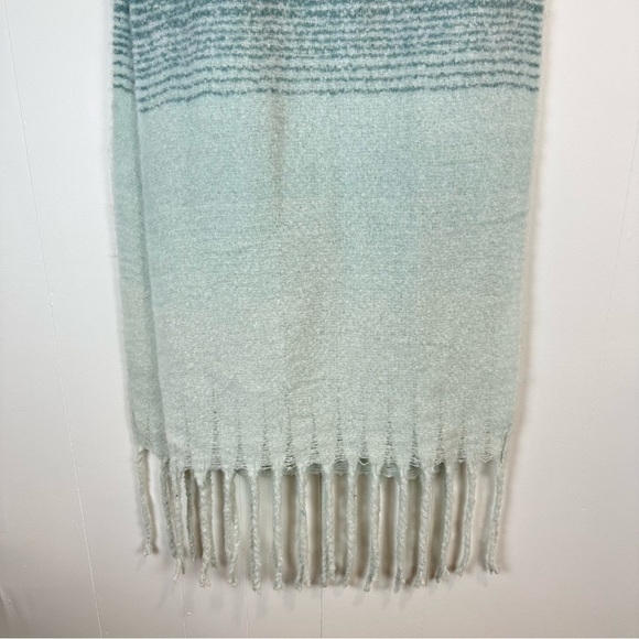 Chunky Knit Teal Aqua Fringe Wrap Scarf 21x80 - Picture 3 of 9